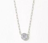 Diamonique Sterling Silver 2 cttw Bezel Set Solitaire Necklace, 18"